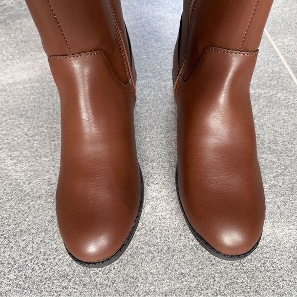 NIB Karen Scott Deliee2 Knee High Riding Boots Cognac Women's 7.5-Wide Wide Calf - Picture 7 of 11